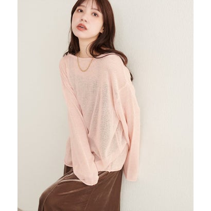 ナイスクラップ NICE CLAUP 【natural couture】透かし編みボートネックプルオーバー （BRD）｜詳細画像