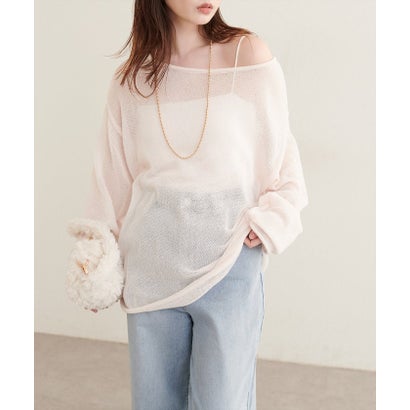 ナイスクラップ NICE CLAUP 【natural couture】透かし編みボートネックプルオーバー （BRD）｜詳細画像
