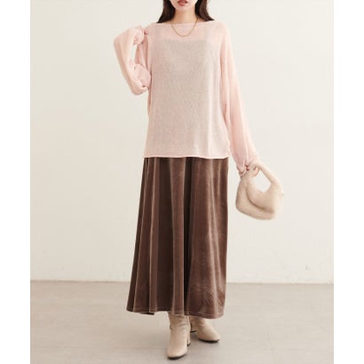 ナイスクラップ NICE CLAUP 【natural couture】透かし編みボートネックプルオーバー （CGY）｜詳細画像