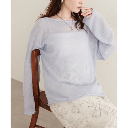 ナイスクラップ NICE CLAUP 【natural couture】透かし編みボートネックプルオーバー （CGY）｜詳細画像