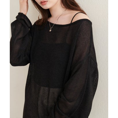 ナイスクラップ NICE CLAUP 【natural couture】透かし編みボートネックプルオーバー （CGY）｜詳細画像