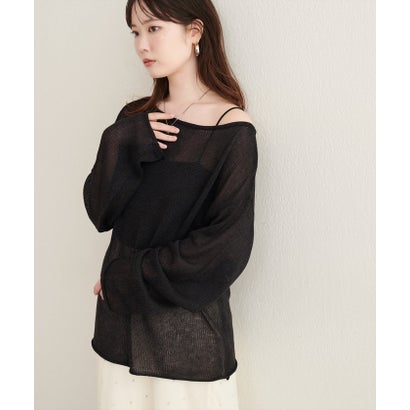 ナイスクラップ NICE CLAUP 【natural couture】透かし編みボートネックプルオーバー （CGY）｜詳細画像