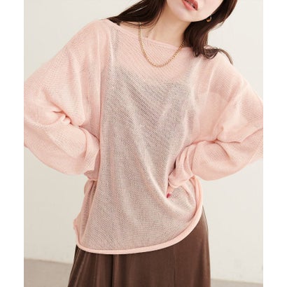 ナイスクラップ NICE CLAUP 【natural couture】透かし編みボートネックプルオーバー （OFF）｜詳細画像