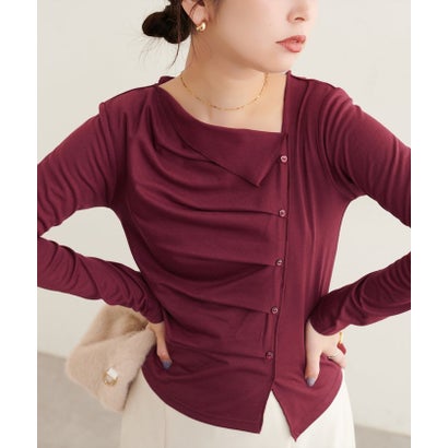 ナイスクラップ NICE CLAUP 【natural couture】アシメボタンプルオーバー （BK）｜詳細画像