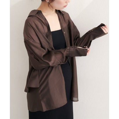ナイスクラップ NICE CLAUP 【natural couture】バックフリルシアーシャツ （BR）｜詳細画像