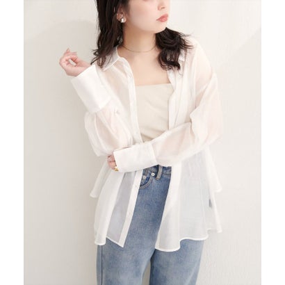 ナイスクラップ NICE CLAUP 【natural couture】バックフリルシアーシャツ （BR）｜詳細画像