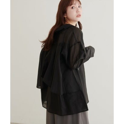 ナイスクラップ NICE CLAUP 【natural couture】バックフリルシアーシャツ （BK）｜詳細画像