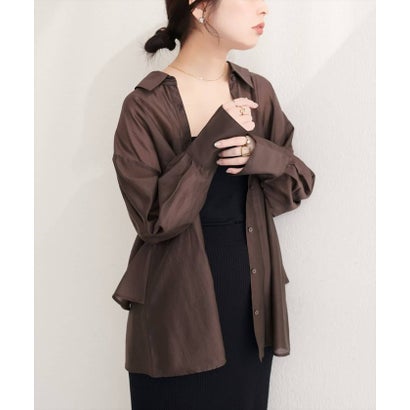 ナイスクラップ NICE CLAUP 【natural couture】バックフリルシアーシャツ （BK）｜詳細画像