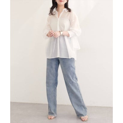 ナイスクラップ NICE CLAUP 【natural couture】バックフリルシアーシャツ （BK）｜詳細画像