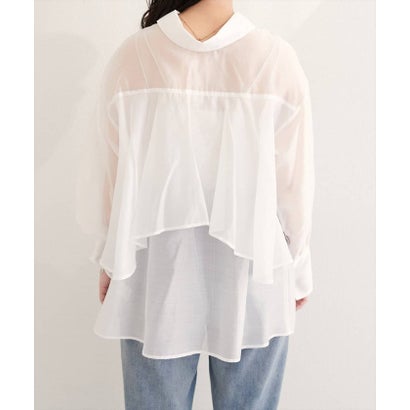 ナイスクラップ NICE CLAUP 【natural couture】バックフリルシアーシャツ （BK）｜詳細画像