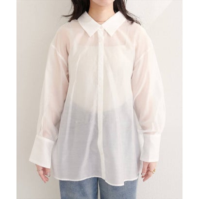 ナイスクラップ NICE CLAUP 【natural couture】バックフリルシアーシャツ （OFF）｜詳細画像