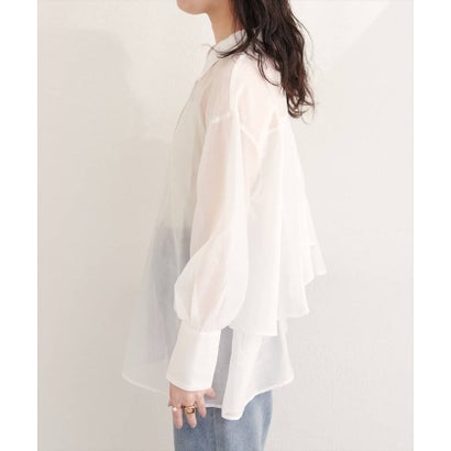 ナイスクラップ NICE CLAUP 【natural couture】バックフリルシアーシャツ （OFF）｜詳細画像