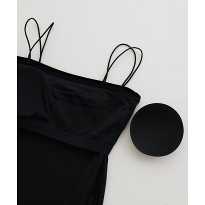 ナイスクラップ NICE CLAUP 【natural couture】ベロアパット付きWストラップキャミ （black）｜詳細画像