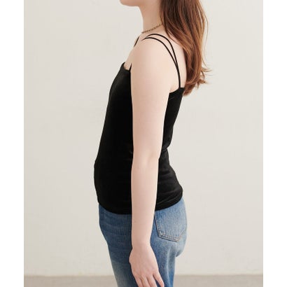 ナイスクラップ NICE CLAUP 【natural couture】ベロアパット付きWストラップキャミ （black）｜詳細画像
