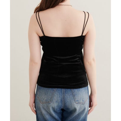 ナイスクラップ NICE CLAUP 【natural couture】ベロアパット付きWストラップキャミ （black）｜詳細画像