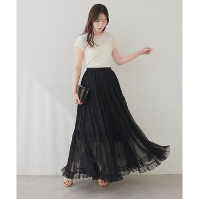 ナイスクラップ NICE CLAUP 【natural couture】プリーツティアードスカート （BK）｜詳細画像