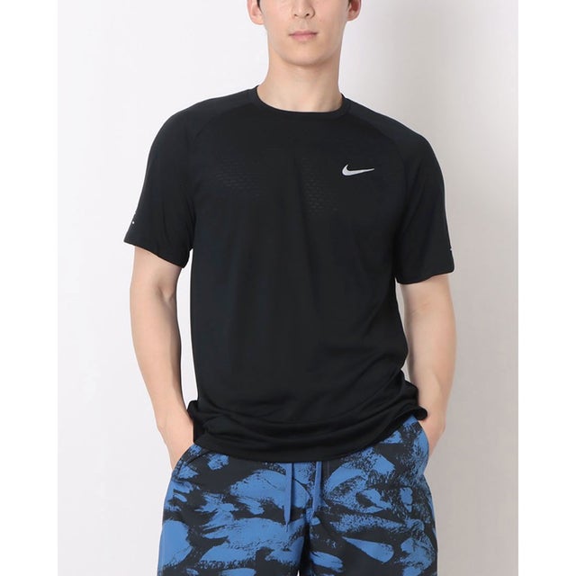 メンズ 陸上/ランニング 半袖Tシャツ DFADV STRIDE S/S トップ HV5204010 （ブラック/(リフレクトシルバー)）