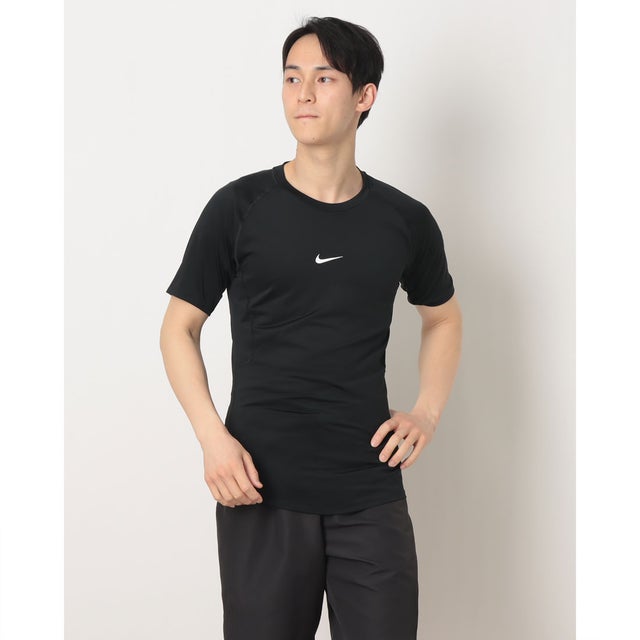 メンズ フィットネス 半袖コンプレッションインナー NP DF タイト S/S トップ FB7933010 （ブラック/(ホワイト)）