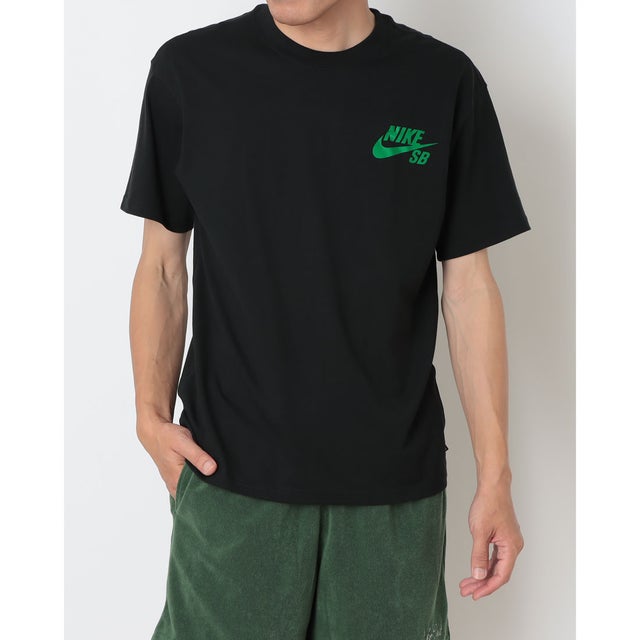 メンズ 半袖Tシャツ ナイキSB ロゴ S/S Tシャツ LBR DC7818014 （BLACK/COURT GREEN）