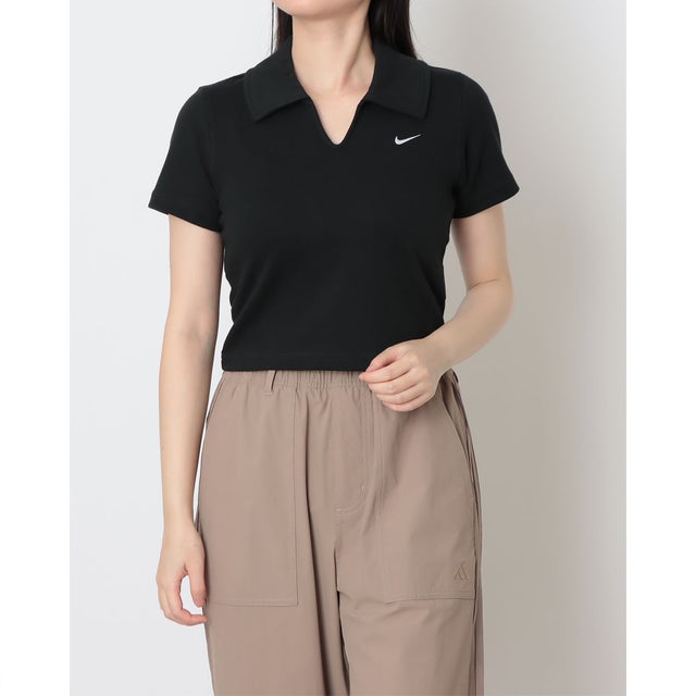 レディース 半袖ポロシャツ ウィメンズ NSW ESSNTL S/S ポロ CRP TO IO2730010 （BLACK/WHITE）