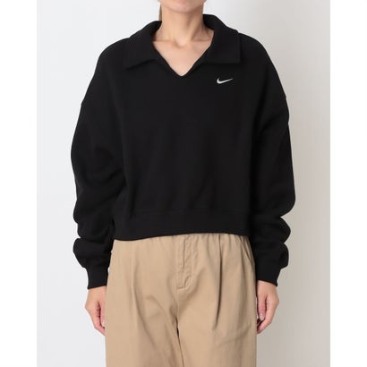 ナイキ NIKE レディース スウェットトレーナー ナイキ ウィメンズ STDO フリース MW OS クロップ POL IM8095001 （TOTAL BLACK/SAIL）｜詳細画像