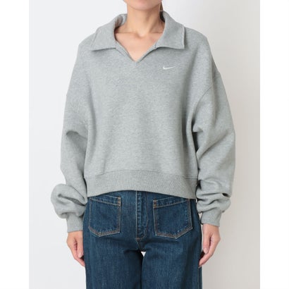 ナイキ NIKE レディース スウェットトレーナー ナイキ ウィメンズ STDO フリース MW OS クロップ POL IM8095063 （DK GREY HEATHER/SAIL）｜詳細画像