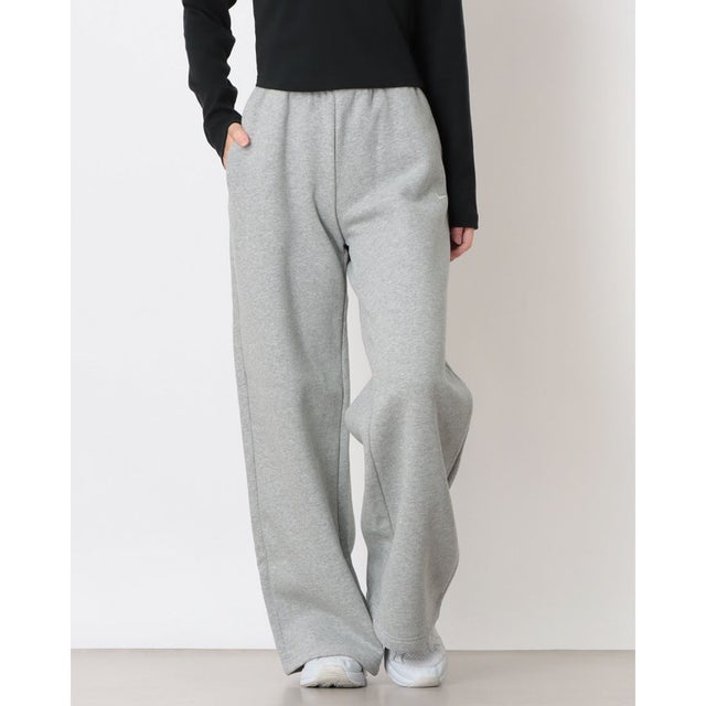レディース Nike Studio Fleece ミディアムウェイト ウィメンズ ミッドライズ ワイドレッグパンツ IM8103 （グレー）
