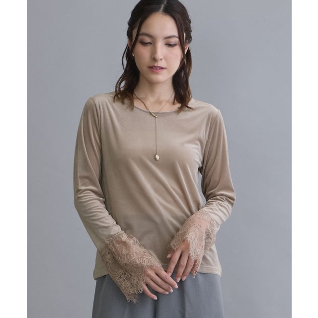 レースベルスリーブプルオーバー （19ライトグレー）