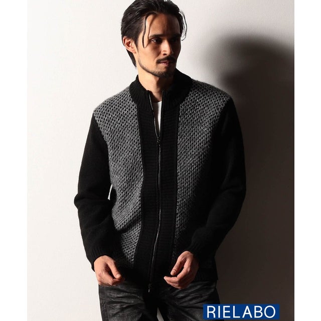 【RIELABO】タックステッチドライバーズニット （49ブラック）