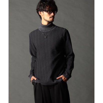 ヘリンボン タートルネックニット （39チャコールグレー）｜詳細画像