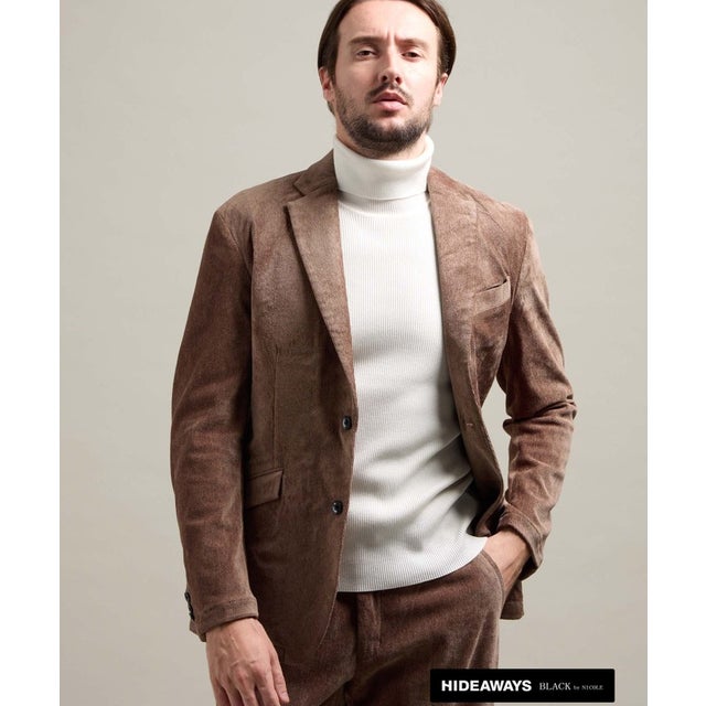 【HIDEAWAYS BLACK】ガムストレッチカルゼコールジャケット （13ブラウン）
