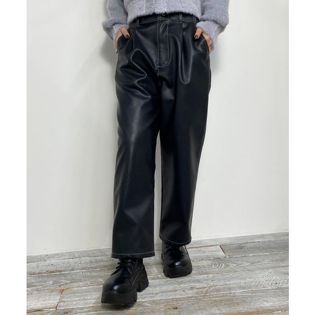 フェイクレザーサルエル パンツ （49ブラック）