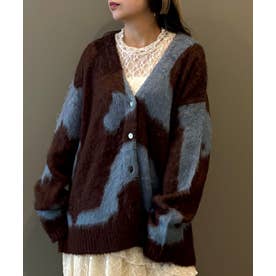 【ZELDA】ニュアンス柄シャギーカーディガン （13ブラウン）