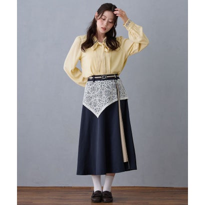 ニコルクラブ NICOLE CLUB 衿刺繍ピンタックブラウス （20イエロー）｜詳細画像