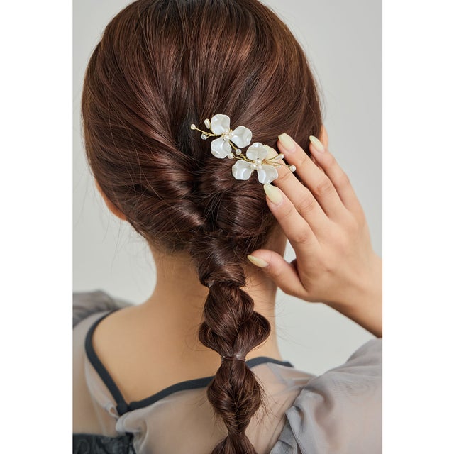 パールペタルコーム ヘアアクセサリー ゴールド シルバー 結婚式 二次会 成人式 同窓会 お呼ばれ オケージョン ウェディング 浴衣 着物 髪飾り （ゴールド）