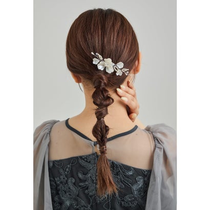 パールペタルコーム ヘアアクセサリー ゴールド シルバー 結婚式 二次会 成人式 同窓会 お呼ばれ オケージョン ウェディング 浴衣 着物 髪飾り （シルバー）｜詳細画像