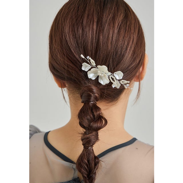 パールペタルコーム ヘアアクセサリー ゴールド シルバー 結婚式 二次会 成人式 同窓会 お呼ばれ オケージョン ウェディング 浴衣 着物 髪飾り （シルバー）
