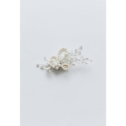 パールフラワーヘアクリップ ヘアアクセサリー ゴールド シルバー 結婚式 二次会 成人式 同窓会 お呼ばれ オケージョン ウェディング 浴衣 着物 髪飾り （シルバー）｜詳細画像