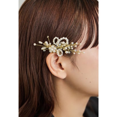 パールフラワーヘアクリップ ヘアアクセサリー ゴールド シルバー 結婚式 二次会 成人式 同窓会 お呼ばれ オケージョン ウェディング 浴衣 着物 髪飾り （ゴールド）｜詳細画像