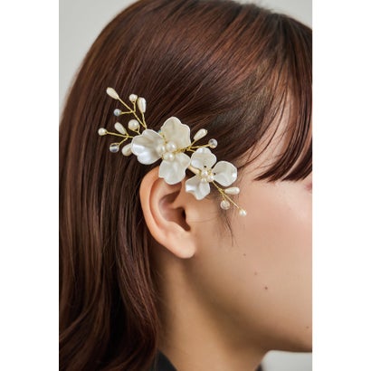 パールペタルヘアクリップ ヘアアクセサリー ゴールド シルバー 結婚式 二次会 成人式 同窓会 お呼ばれ オケージョン ウェディング 浴衣 着物 髪飾り （ゴールド）｜詳細画像