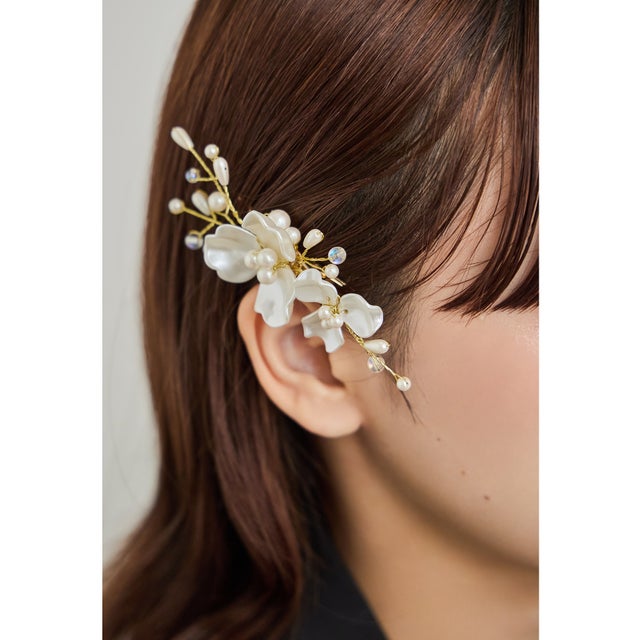 パールペタルヘアクリップ ヘアアクセサリー ゴールド シルバー 結婚式 二次会 成人式 同窓会 お呼ばれ オケージョン ウェディング 浴衣 着物 髪飾り （ゴールド）