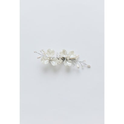 パールペタルヘアクリップ ヘアアクセサリー ゴールド シルバー 結婚式 二次会 成人式 同窓会 お呼ばれ オケージョン ウェディング 浴衣 着物 髪飾り （シルバー）｜詳細画像