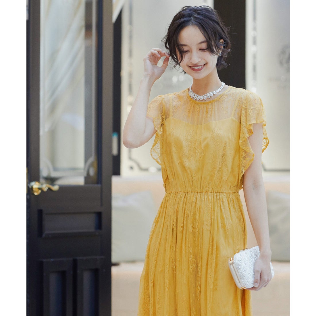 ニアナ niana 結婚式 ワンピース パーティードレス 総レース ロング 