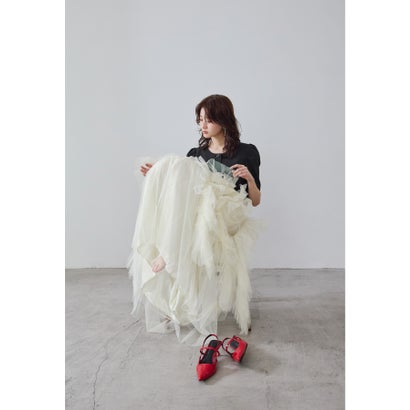 ジェリーフィッシュドレス 2点セット トップス スカート 結婚式 成人式 同窓会 ディナー パーティードレス オケージョンドレス お呼ばれワンピース （アイボリー×ブラック）｜詳細画像