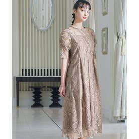 ニアナ niana 刺繍レース バックリボン パーティードレス （モカ