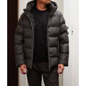 シンセティックレザーフードブルゾン （49ブラック）