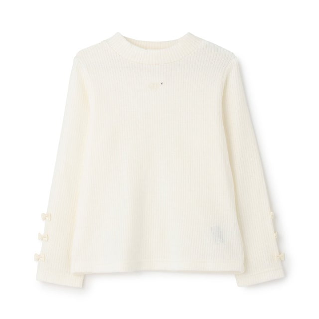 【吸湿発熱】プチハイネック長袖Tシャツ （オフ ホワイト）
