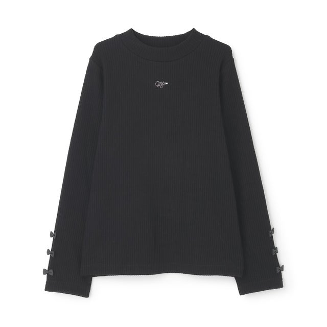 【吸湿発熱】プチハイネック長袖Tシャツ （黒）