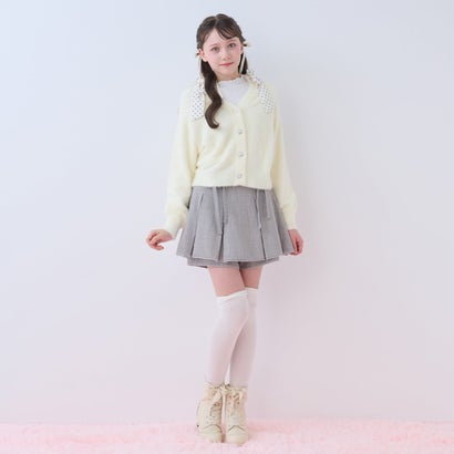 サテンリボンブローキングショートブーツ （薄ベージュ）｜詳細画像