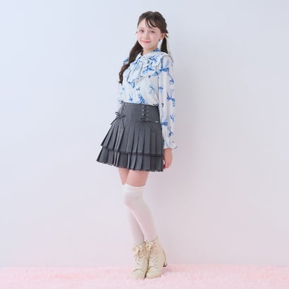 サテンリボンブローキングショートブーツ （薄ベージュ）｜詳細画像